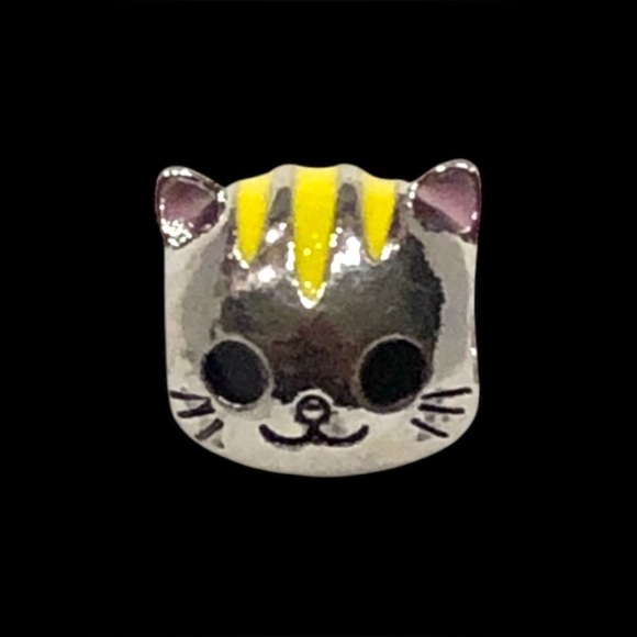 NEW•Silver Cat Head DIY charm/bead - Picture 3 of 7